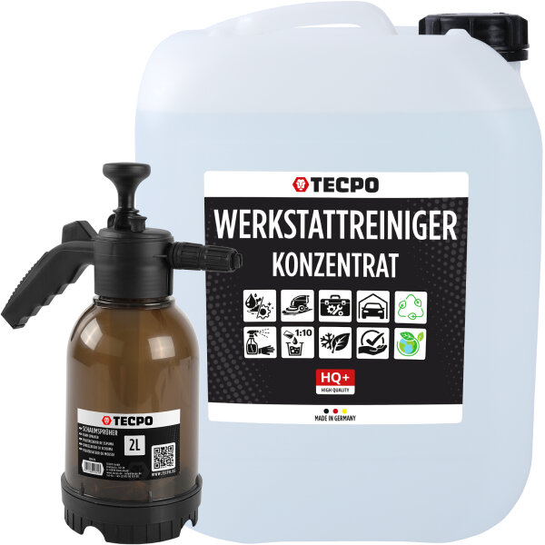 TECPO Werkstattreiniger Allzweckreiniger Industriereiniger Konzentrat HQ+ 10L + Schaumsprüher 2L