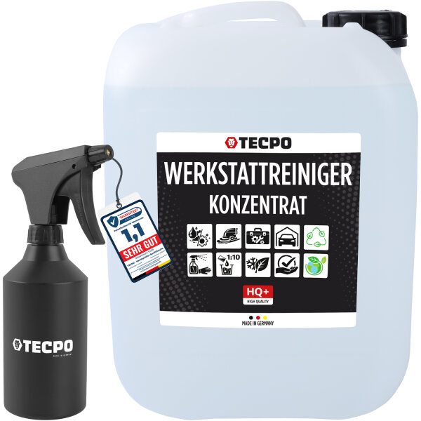 TECPO Werkstattreiniger Allzweckreiniger Industriereiniger Konzentrat HQ+ 10L + Druckpumpzerstäuber Schaumsprüher Foamya 1.0L