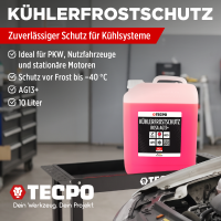 TECPO Kühlerfrostschutz Kühlmittel AG13+ rosa (-40 C°) Antifreeze 10L