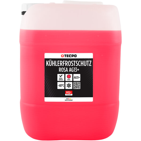 TECPO Kühlerfrostschutz Kühlmittel AG13+ rosa (-40 C°) Antifreeze 20L