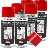6x TECPO Bremssattel-Lackspray Rot, 400 ml