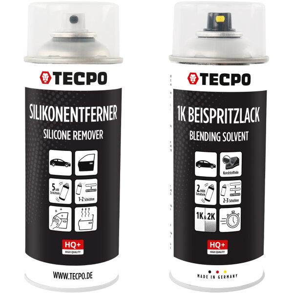 TECPO Lack-Reperatur-Set, Silikonentferner, Beispritzlack, 2x 400 ml