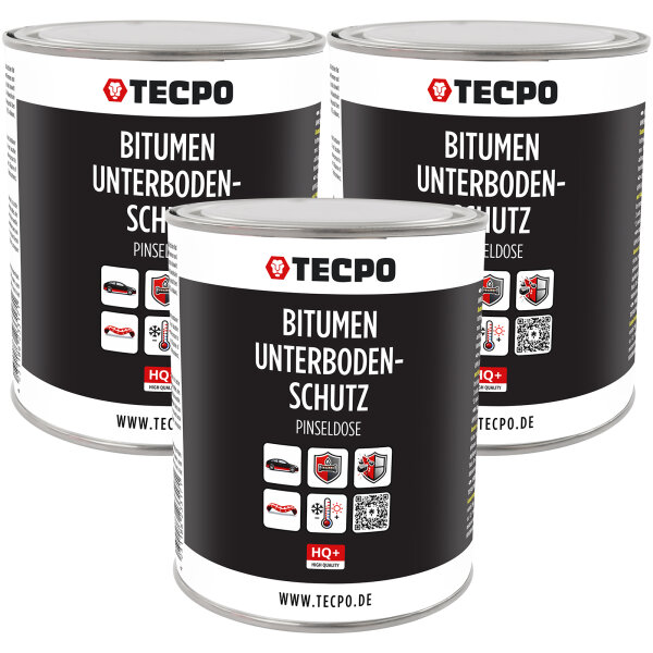 3x TECPO Unterbodenschutz Bitumen HQ+ Pinseldose, 1L