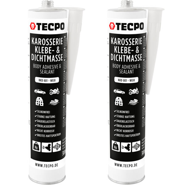 2x TECPO Universal Karosserie Klebe-Dichtmasse Weiß, 370g
