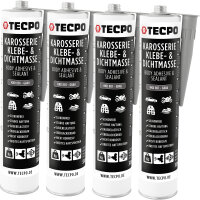 4x TECPO Universal Karosserie Klebe-Dichtmasse Grau, 370g