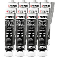 12x TECPO Universal Karosserie Klebe-Dichtmasse Grau, 370g