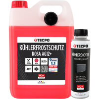 TECPO Kühlerfrostschutz G12+ -40°C, 5L + Kühlerdichter Radiator Leak Stop, 300 ml