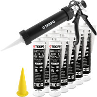 10x TECPO Universal Karosserie Klebe-Dichtmasse Weiß, 370g + Alu-Kartuschenpresse 220 mm