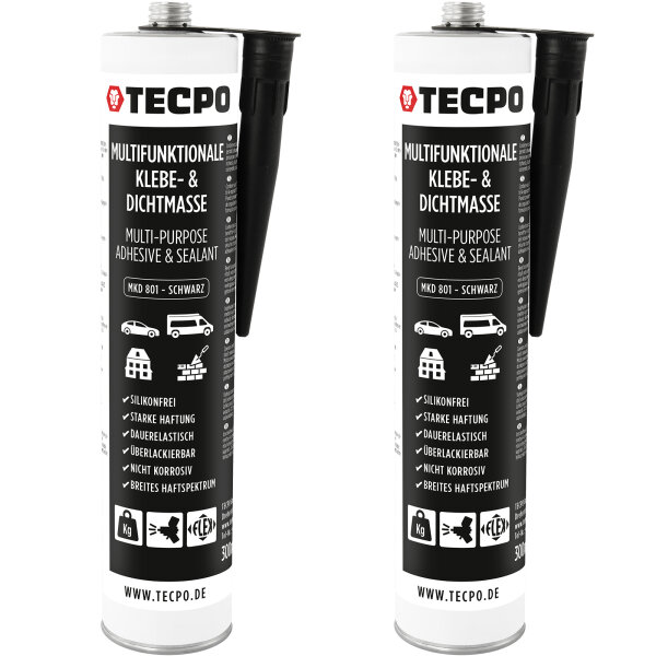 2x TECPO MKD 801 Universal Klebe- & Dichtmasse schwarz, 370g