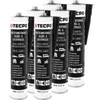 6x TECPO MKD 801 Universal Klebe- & Dichtmasse schwarz, 370g