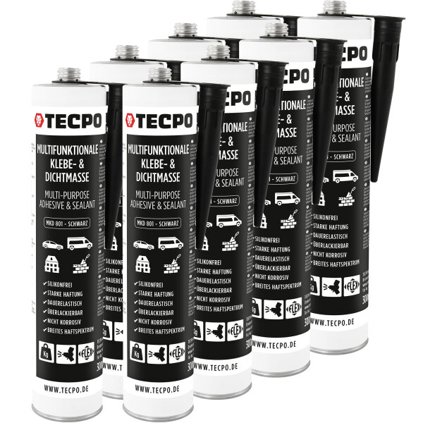 8x TECPO MKD 801 Universal Klebe- & Dichtmasse schwarz, 370g