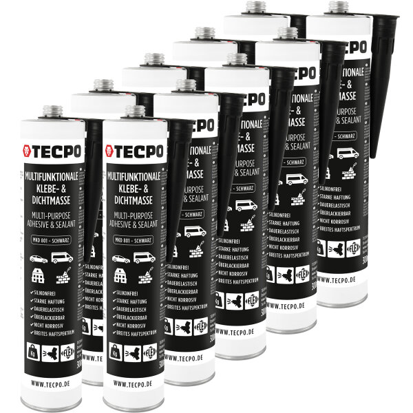 10x TECPO MKD 801 Universal Klebe- & Dichtmasse schwarz, 370g