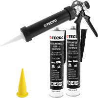 2x TECPO MKD 801 Universal Klebe- & Dichtmasse schwarz, 370g + Alu-Kartuschenpresse 220 mm