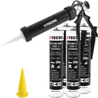 4x TECPO MKD 801 Universal Klebe- & Dichtmasse schwarz, 370g + Alu-Kartuschenpresse 220 mm