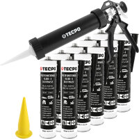 10x TECPO MKD 801 Universal Klebe- & Dichtmasse schwarz, 370g + Alu-Kartuschenpresse 220 mm