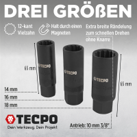 3x TECPO Zündkerzen-Einsätze mit Magnet 14 mm 16 mm 18 mm