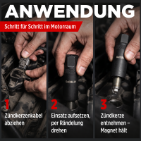 3x TECPO Zündkerzen-Einsätze mit Magnet 14 mm 16 mm 18 mm