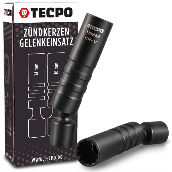 2x TECPO Glühkerzen und Zündkerzen Gelenk-Einsätze mit Magnet 3/8" Steckschlüssel 14-16 mm