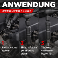 2x TECPO Glühkerzen und Zündkerzen Gelenk-Einsätze mit Magnet 3/8" Steckschlüssel 14-16 mm