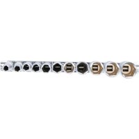BGS Steckschlüssel-Einsatz-Satz Sechskant, tief | Antrieb Innenvierkant 10 mm (3/8") | Zollgrößen | 11-tlg.