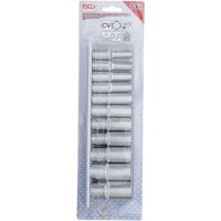 BGS Steckschlüssel-Einsatz-Satz Sechskant, tief | Antrieb Innenvierkant 10 mm (3/8") | Zollgrößen | 11-tlg.