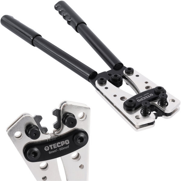 TECPO Crimpzange mit 6-fachem Crimp-Profil für Kabelschuhe 6 - 50 mm²