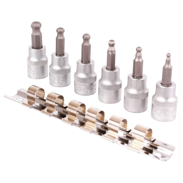 BGS Bit-Einsatz-Satz | Antrieb Innenvierkant 10 mm (3/8") | Innensechskant mit Kugelkopf 3 - 8 mm | 6-tlg.