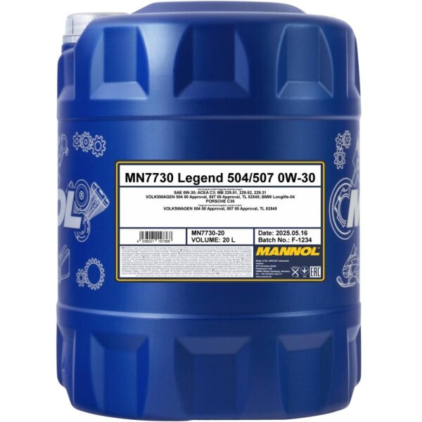 MANNOL Legend 504/507 0W-30, 20L