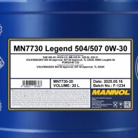 MANNOL Legend 504/507 0W-30, 20L