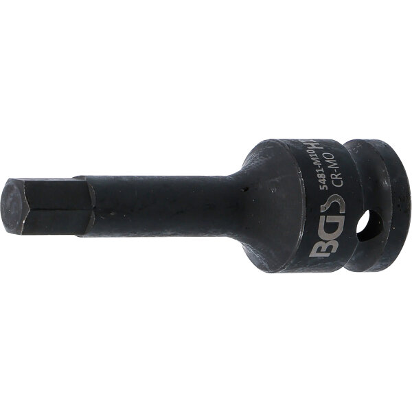 BGS Kraft-Bit-Einsatz | Länge 75mm | Antrieb Innenvierkant 12,5mm (1/2") | Innensechskant 19mm
