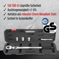 TECPO Drehmomentschlüssel 1/2 Zoll Set 17-19-21 mm Steckschlüssel + Verlängerung