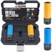 TECPO Radmutterschlüssel-Set Teleskop, SW 17-19mm 21-23mm + Kraft-Schoneinsatz-Satz SW 17mm 19mm