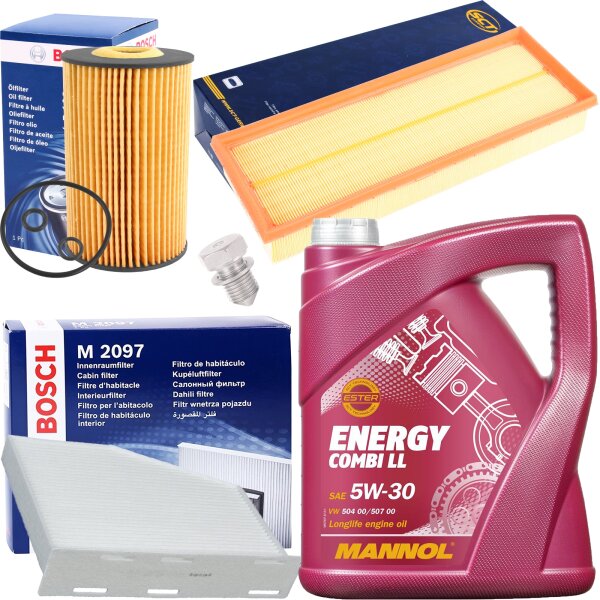 Inspektionspaket Filter-Set VAG 1.6 2.0 TDI + MANNOL Energy Combi LL 5W-30, 5 Liter