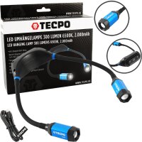 TECPO KFZ Werkstattrollbrett Rollliege 360° drehbar mit 300kg Tragkraft und Kopfstütze + LED Umhängelampe