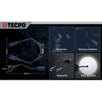 TECPO KFZ Werkstattrollbrett Rollliege 360° drehbar mit 300kg Tragkraft und Kopfstütze + LED Umhängelampe