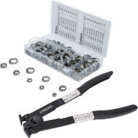 BGS Edelstahl-Schlauchklemmen-Sortiment, 170 Teile mit Achmanschettenzange