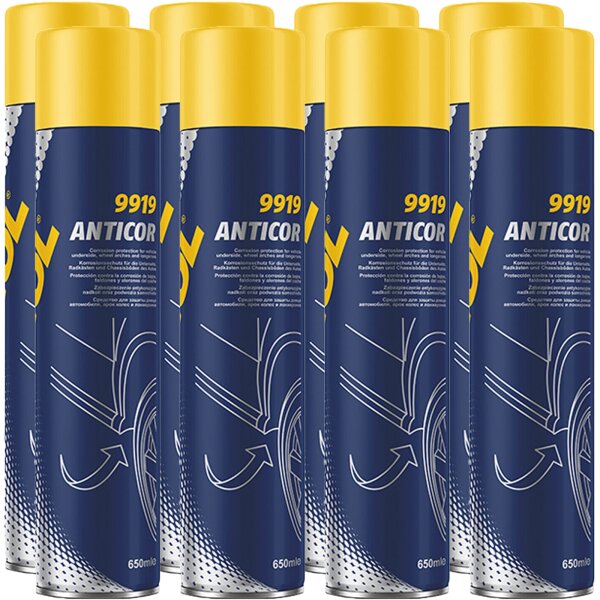 8x MANNOL Unterbodenschutz schwarz Spraydose, 650 ml