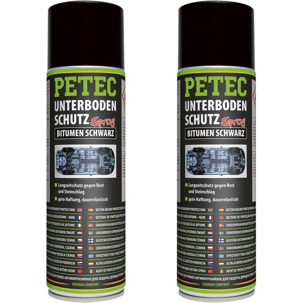 2x PETEC Unterbodenschutz Bitumen Spray schwarz, 500 ml