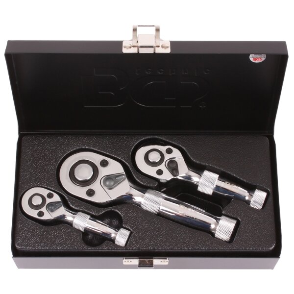 BGS Mini-Umschaltknarren-Satz | 6,3 mm (1/4") / 10 mm (3/8") / 12,5 mm (1/2") | 3-tlg.