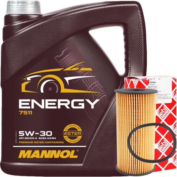 FEBI BILSTEIN Ölfilter + MANNOL 5W-30 ENERGY 6x1 Liter