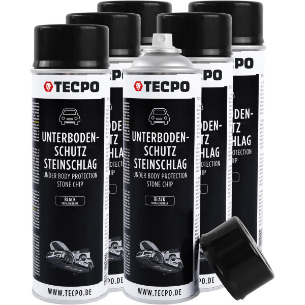6x TECPO Unterbodenschutz überlackierbar schwarz, 500 ml