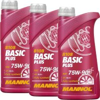 3x MANNOL Basic Plus, Getriebeöl, 75W-90 API GL 4+, 1L