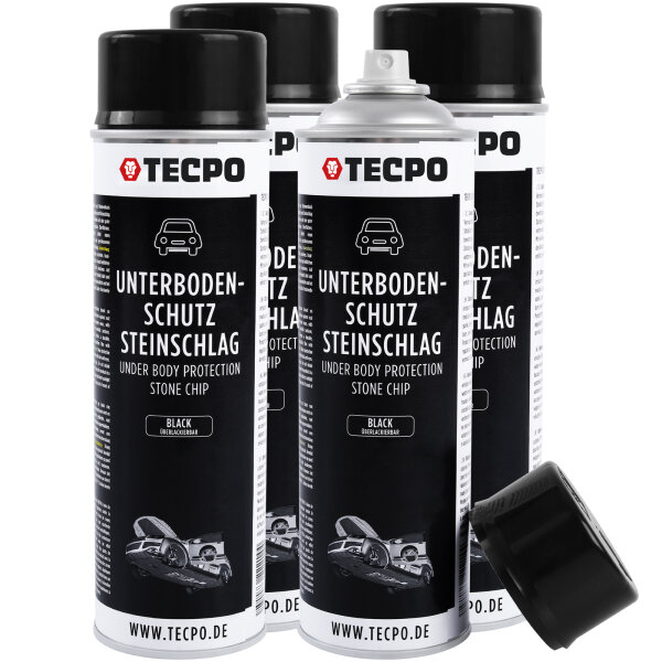 4x TECPO Unterbodenschutz überlackierbar schwarz, 500 ml