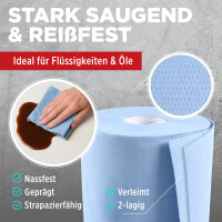 TECPO 4x Putzrolle blau 2-lagig 21x34 cm "MINI-500" (2000 Blatt)