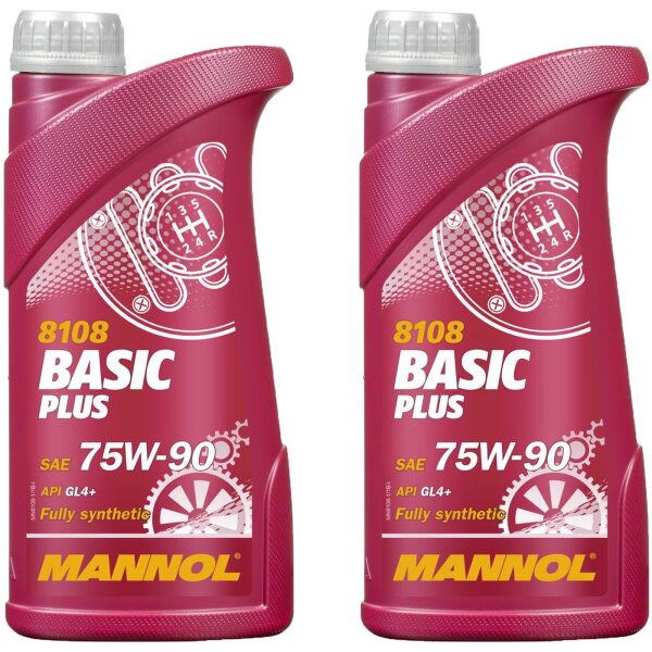 2x MANNOL Basic Plus, Getriebeöl, 75W-90 API GL 4+, 1L
