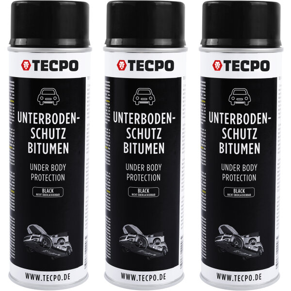 3x TECPO Unterbodenschutz Bitumen schwarz, 500 ml