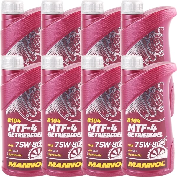8x MANNOL MTF-4 Getriebeoel 75W-80 API GL-4, 1L