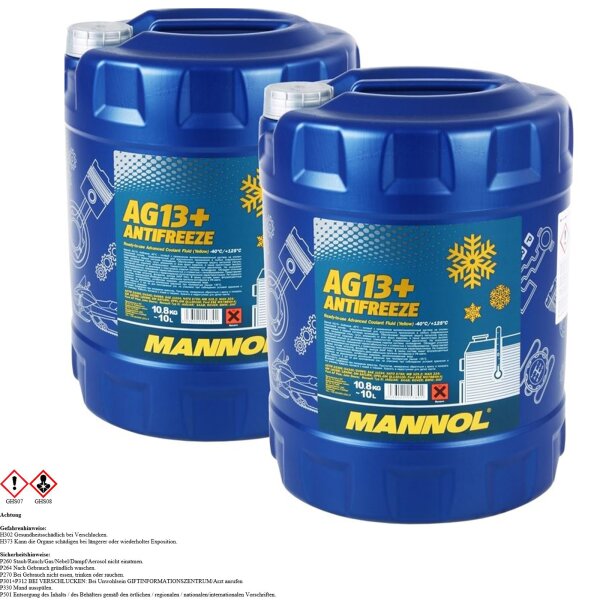 2x Mannol Kühlerfrostschutz AG13+ -40°C, 10L