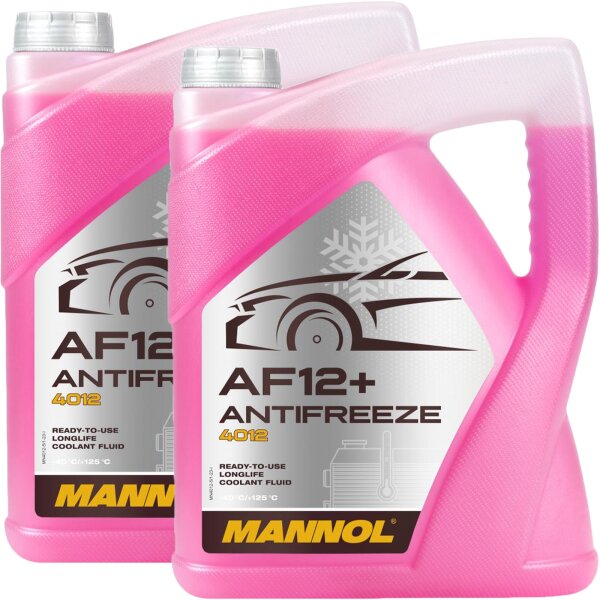 2x MANNOL Antifreeze Kühlerfrostschutz AF12+ -40°C, Rot-Lila, 5L