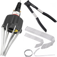 TECPO Druckluft-Montagewerkzeug + Klemmazange + 8x Achsmanschetten Schellen